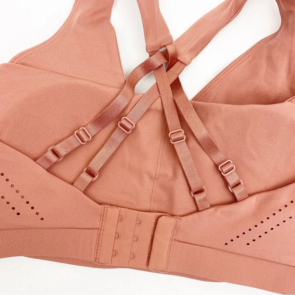NEW Gymshark Laser Cut Strappy Sports Bra Deep Blush Pink Terracotta